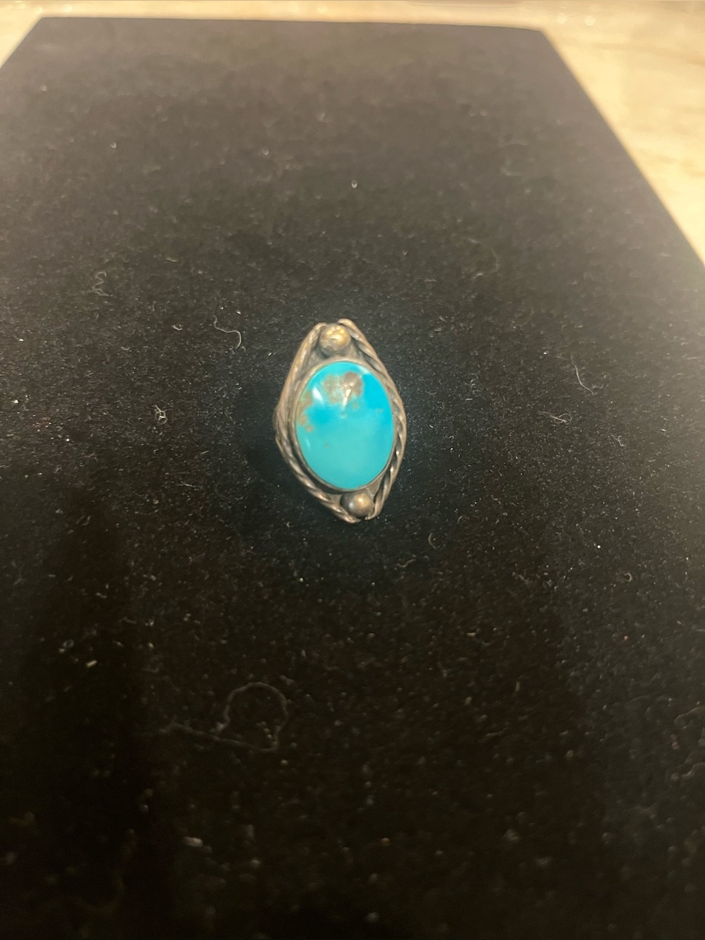 Rare Navajo Turquoise Oval and Silver ring